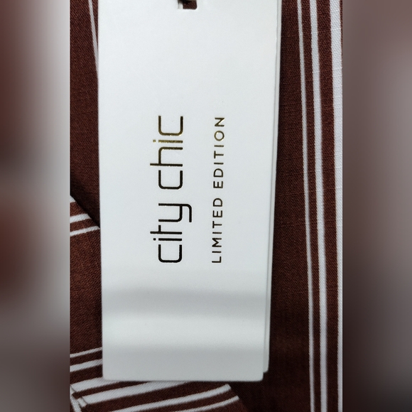 NWT City Chic Stripped Casablanca Dress Women's XL Brown White Boho Retro 90s - Picture 10 of 14